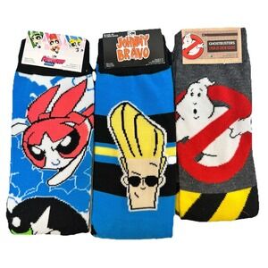 Cartoon Network Socks Bundle 3 Pairs Powerpuff Girls Johnny Bravo Ghostbusters